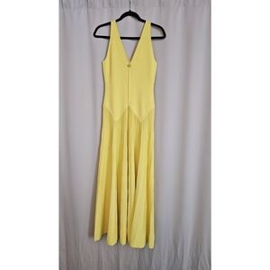 Twin-Set Pale Yellow V-Neck Sweater with Gold Logo Accent